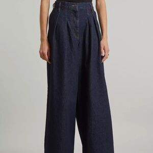 Dries Van Noten Pleated High Rise Wide Jeans | Indigo - Selvedge | NWT